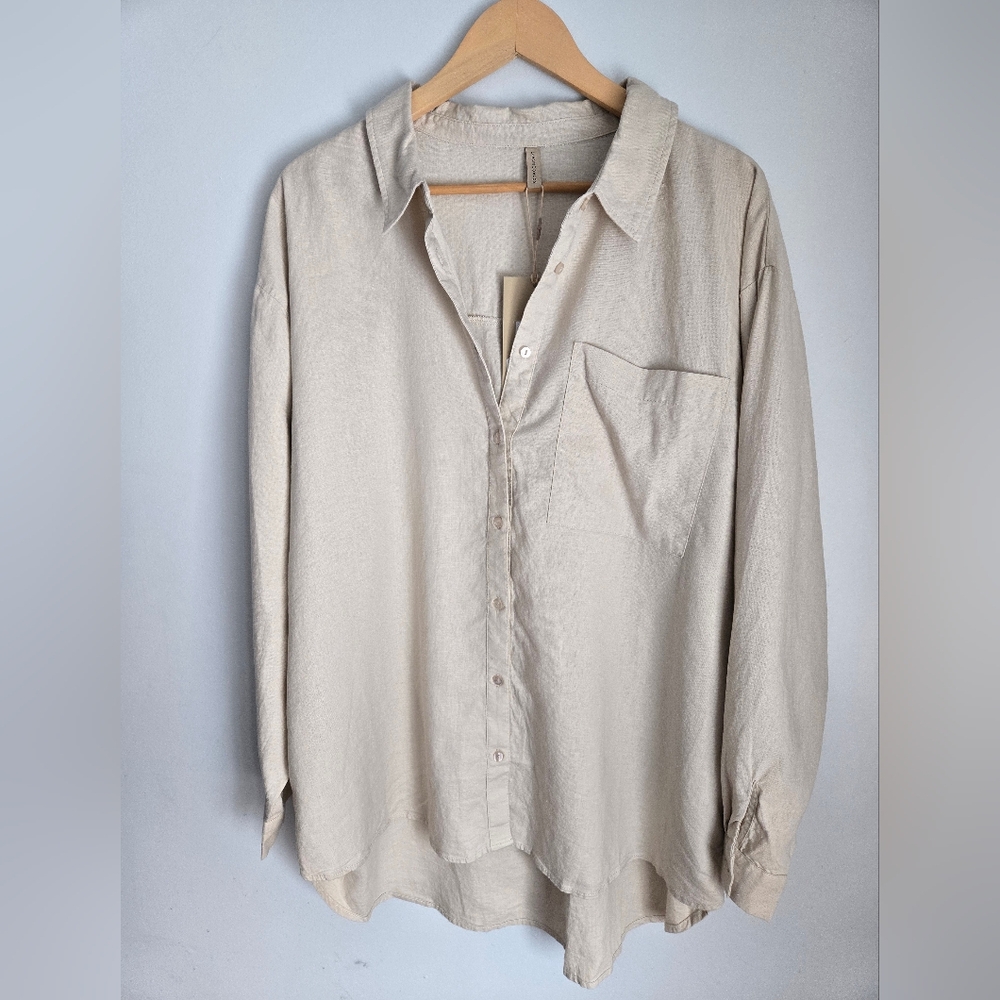 New SOYA CONCEPT Beige Linen Blend Button Down Shirt